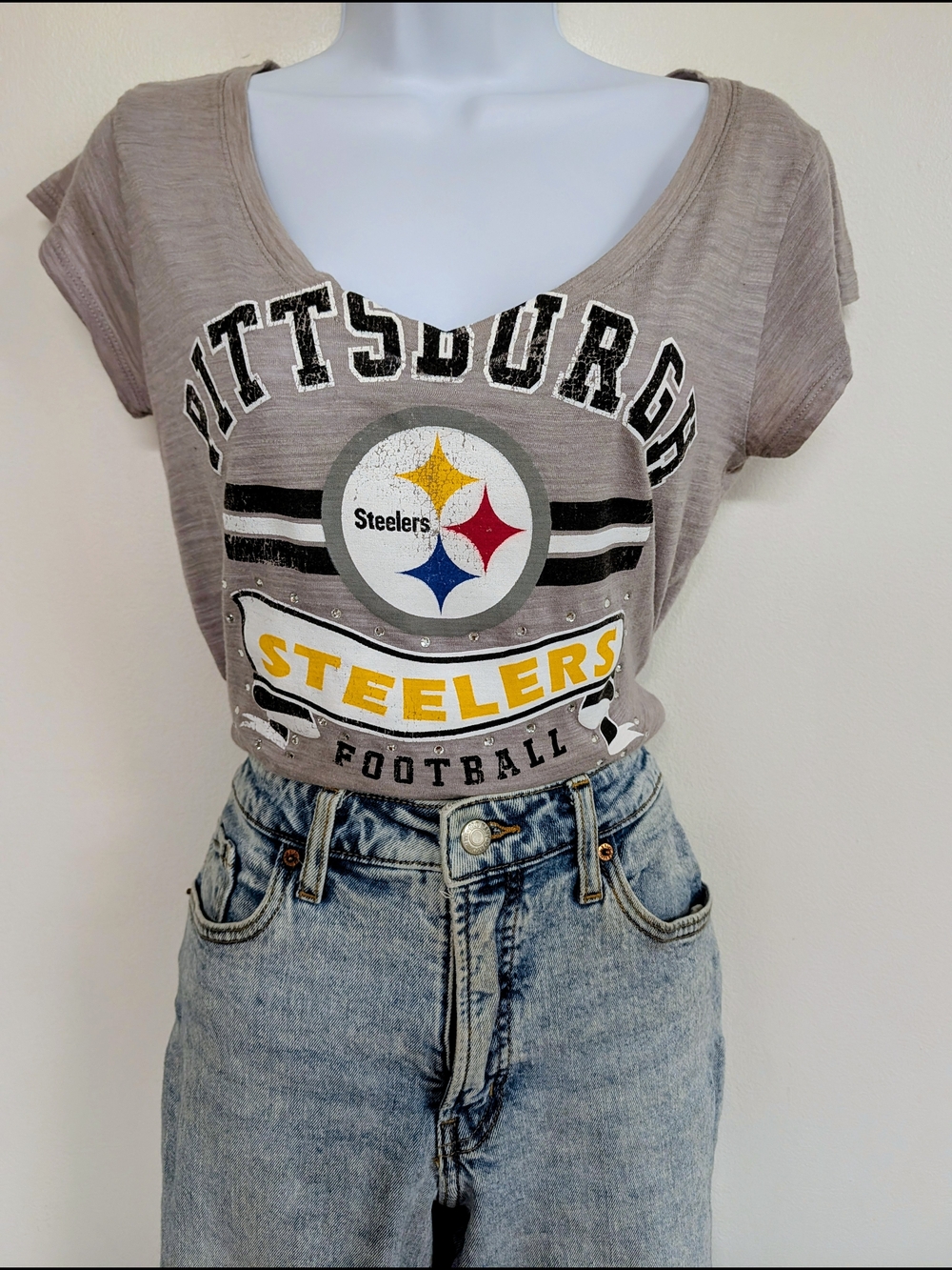 Women's Pittsburgh Steelers V-Neck T Shirt